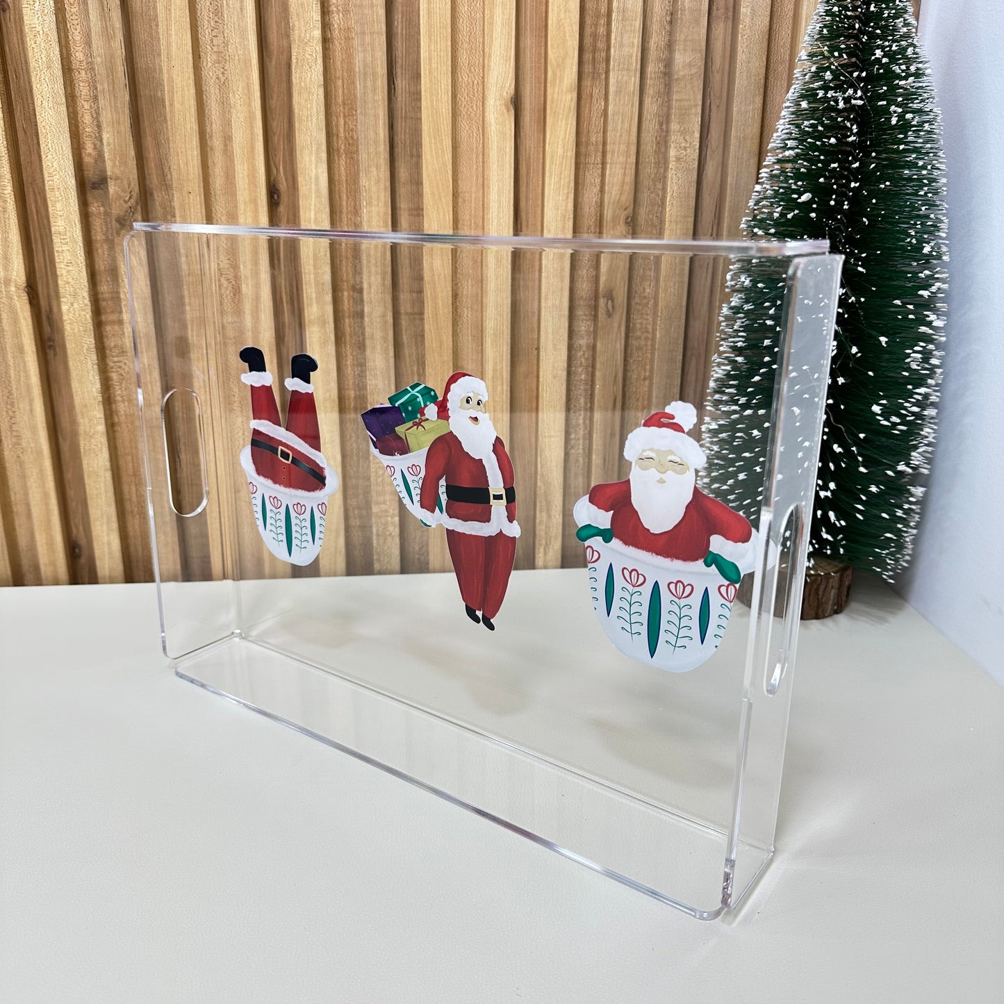 Santa In a Cup Tree Tray