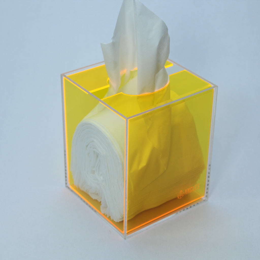 Cube Neon Yellow Tissue Box