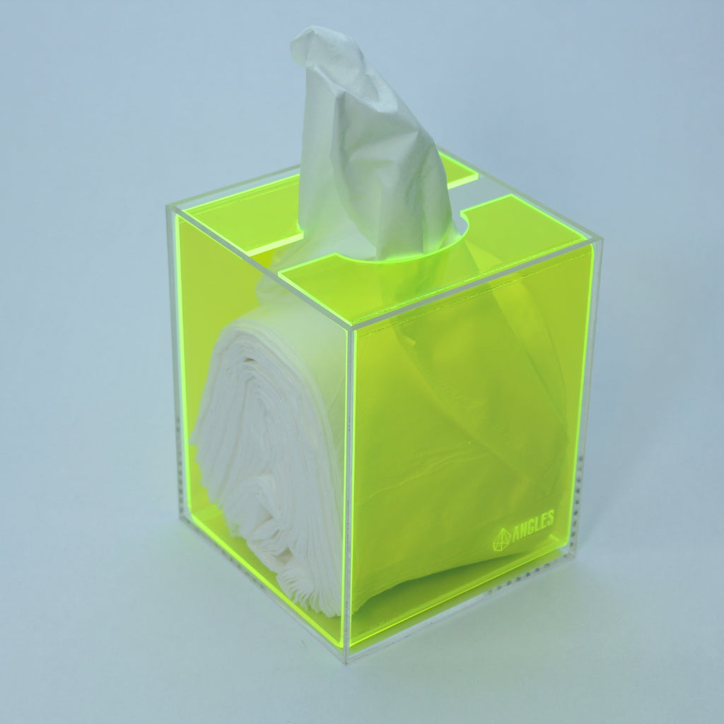 Cube Neon Green Tissue Box